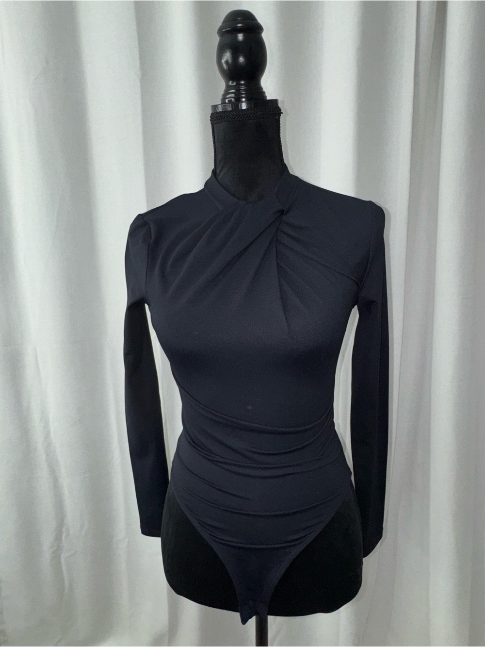 Zara Black Long-Sleeve Twist-Detail Bodysuit